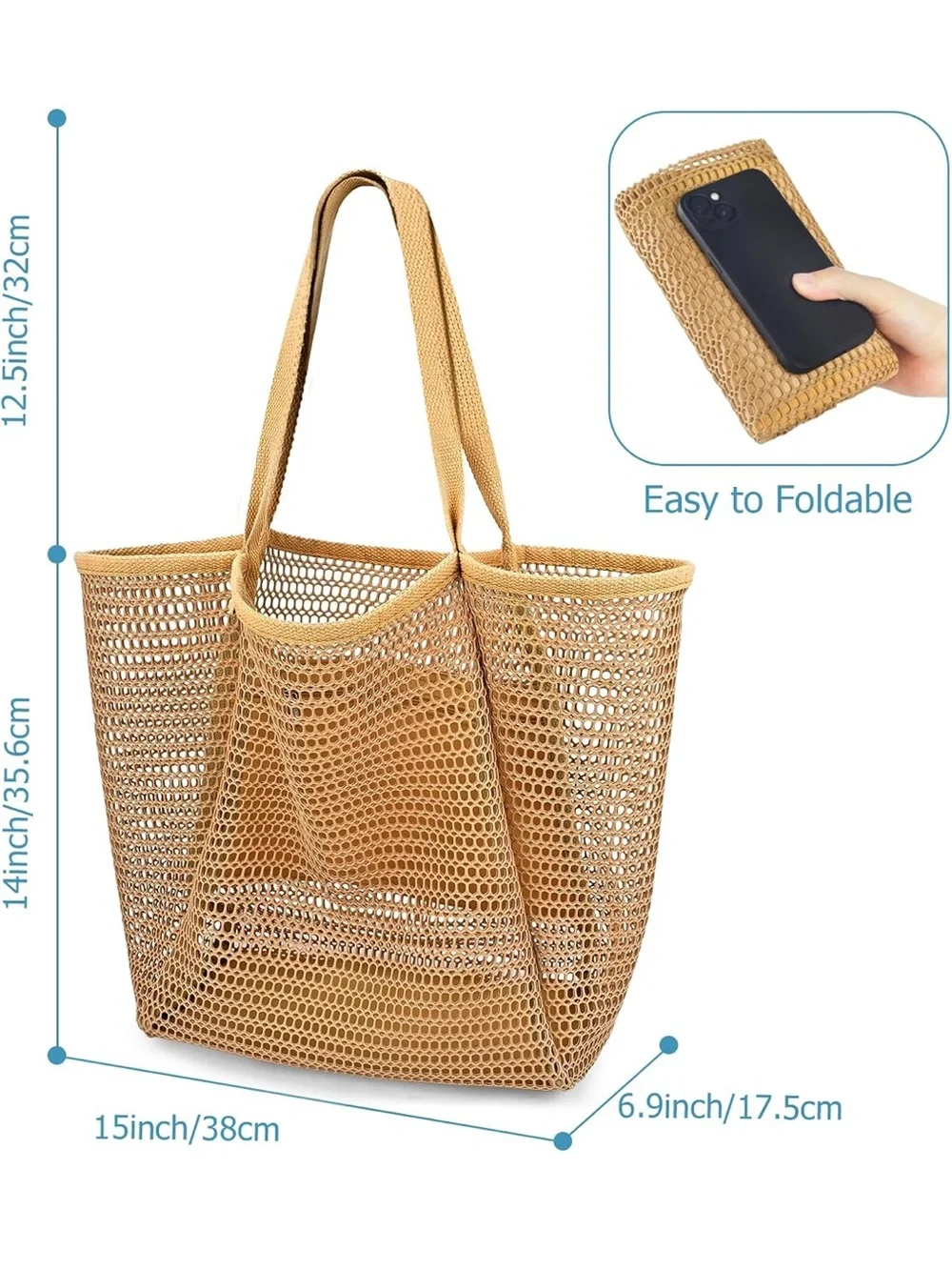 Lioscre - Casual Hobo Mesh Beach Bag - Tote Bag